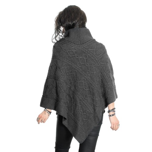 Sunbird Grey Wool Poncho - 1